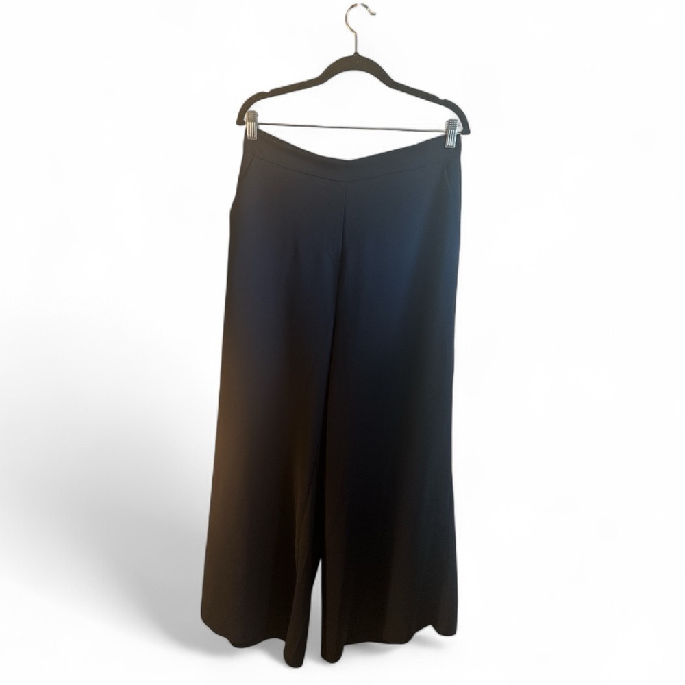 Zenana Wide Leg Pants Size XL Black High Rise Pockets Elastic Waistband At Back